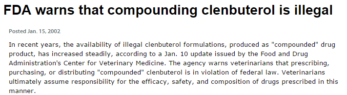 fda BANNED CLENBUTEROL